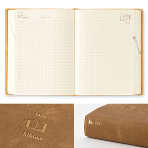 Midori 2025 Diary Hibino A6 Camel