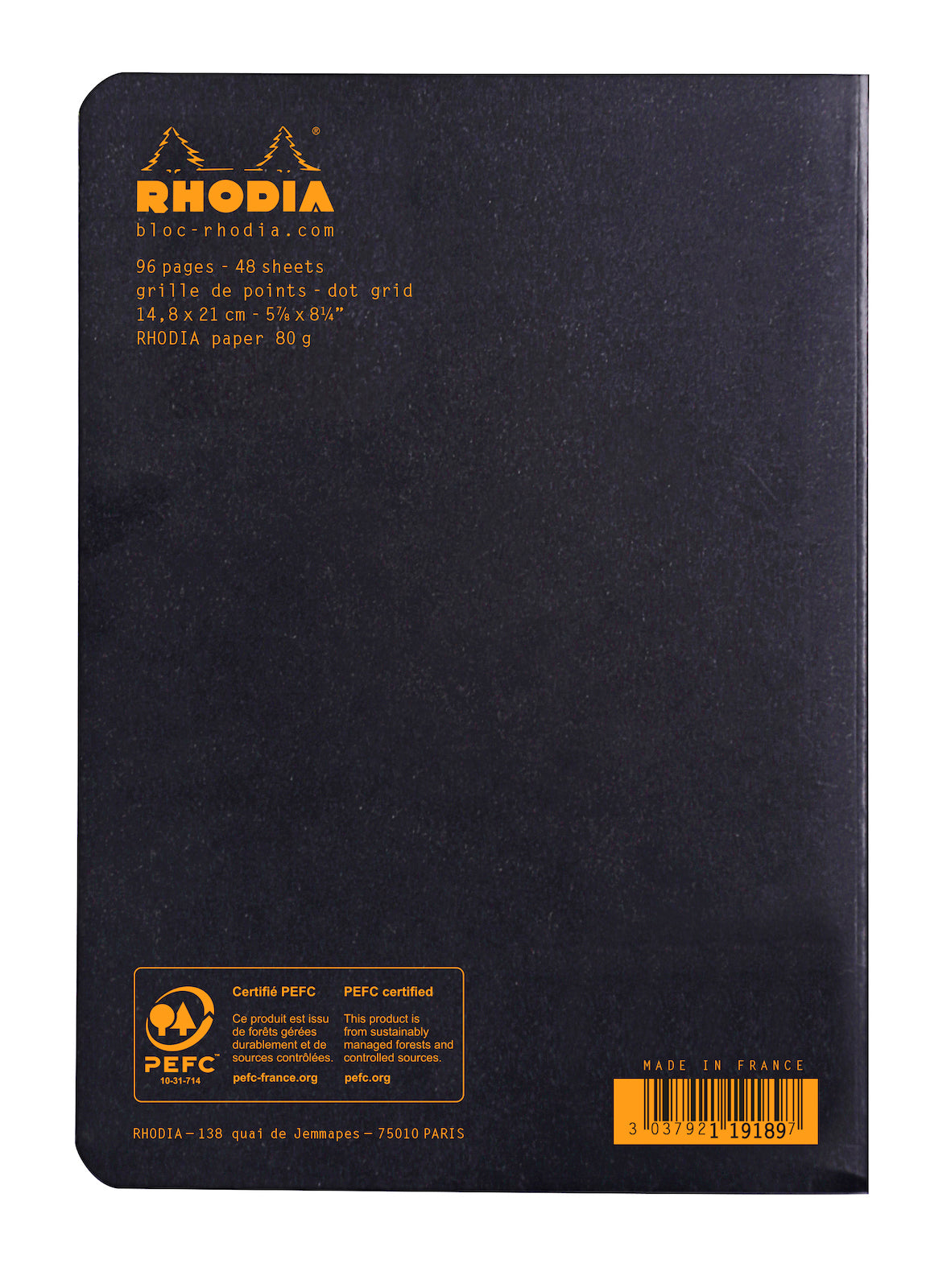 Bloc A8 Rhodia ORANGE N°10 5.2 x 7.5 cm 5x5 RHODIA